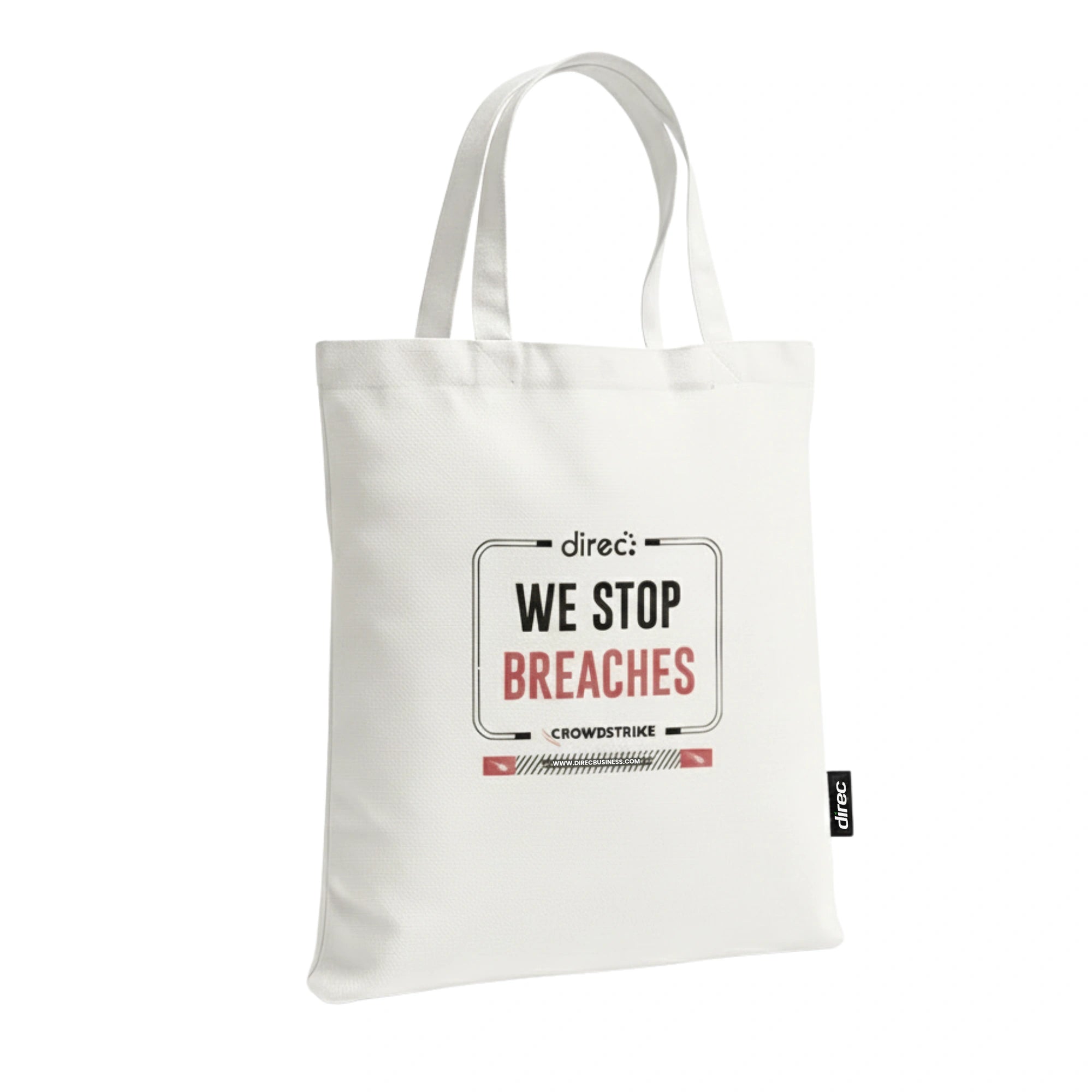 White Canvas Tote Bag – Durable Everyday Bag with “CrowdStrike We Stop Breaches” Print