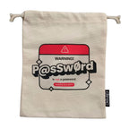 White Small Drawstring Bag – Lightweight Carry Pouch with “Warning! Password is not a Password” Print