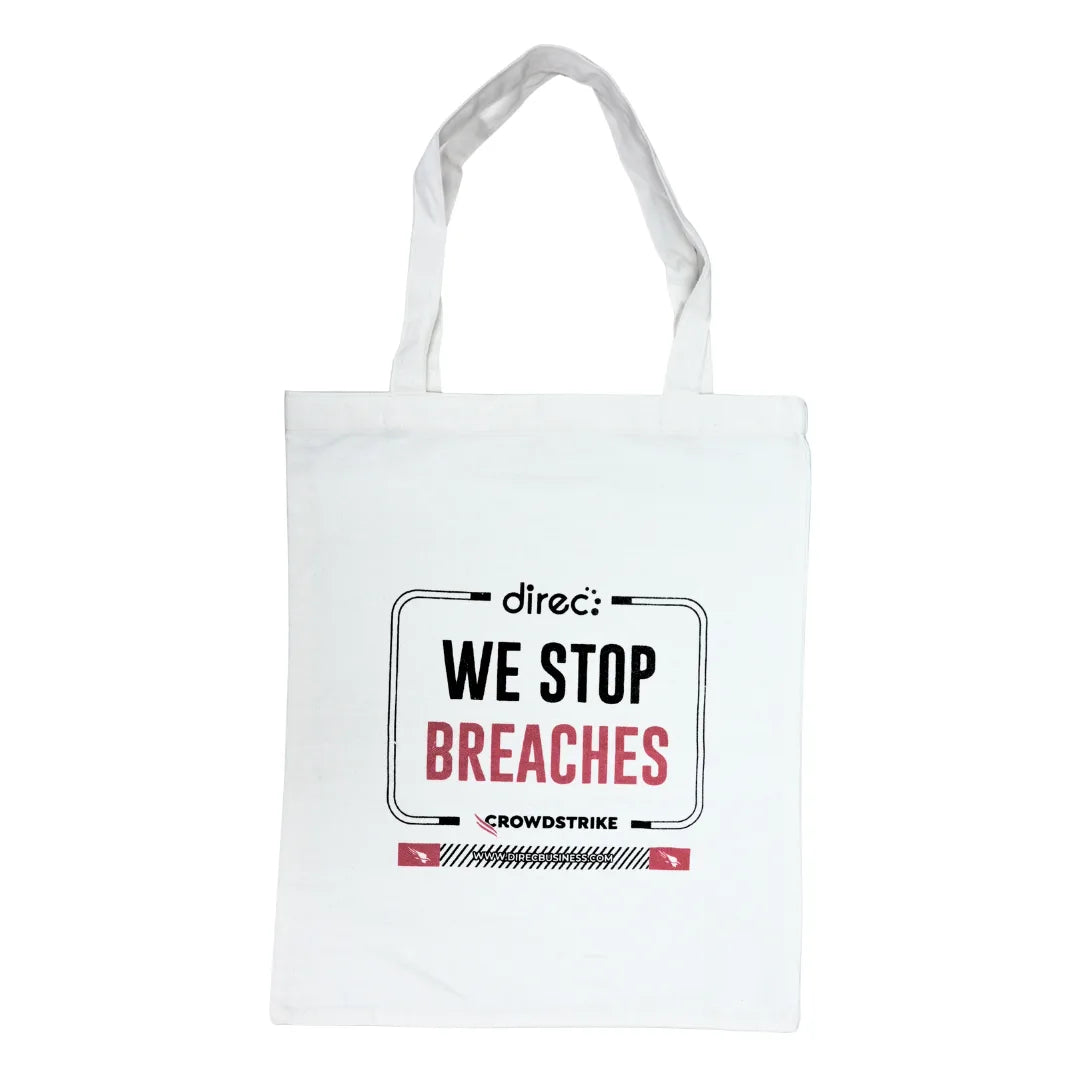 White Canvas Tote Bag – Durable Everyday Bag with “CrowdStrike We Stop Breaches” Print